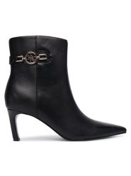 Guess Botki FLFPAI LEA10 Czarny. Czarne botki Guess, z aplikacjami, ze skóry, bez obcasa, na szpilce, bez zapięcia. Za 529.99 zł.