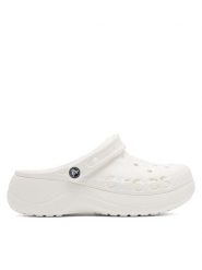 Crocs Klapki C-BAYA PLATFORM CLOG 208186-100 Biały. Białe klapki Crocs, bez wzorów, z materiału, bez obcasa, bez zapięcia. Za 199.99 zł.
