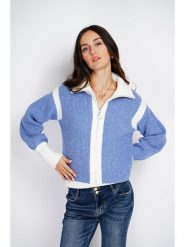 ASSUILI Kardigan w kolorze niebiesko-białym rozmiar: 40. Białe swetry Assuili, bez wzorów, z kaszmiru, bez ramiączek. Za 197.95 zł.