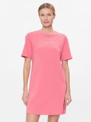 Armani Exchange Sukienka codzienna 3DYA89 YJFHZ 14BH Różowy Regular Fit. Czerwone sukienki Armani Exchange, na co dzień, l, bez wzorów, z bawełny, bez kołnierzyka, bez ramiączek, proste. Za 539.99 zł.