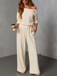 LA Angels 2-częściowy zestaw w kolorze kremowym rozmiar: S. Brązowe spodnie dresowe LA Angels, bez wzorów, z dresówki. Za 195.99 zł.