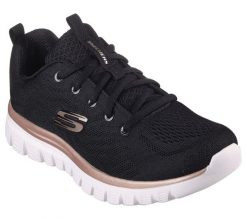 Obuwie treningowe Kobieta Skechers Graceful-Get Connected czarny. Czarne buty treningowe Skechers, bez wzorów, z materiału, bez zapięcia, na fitness i siłownię. Za 199.99 zł.