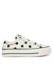 Converse Trampki Chuck Taylor All Star Lift Platform Polka Dots A10689C Beżowy. Brązowe trampki Converse, bez wzorów, z materiału, retro, bez zapięcia. Za 289.99 zł.
