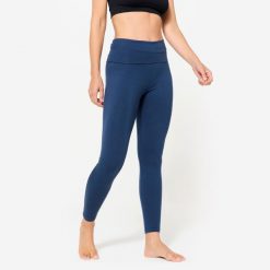 Legginsy do jogi damskie Kimjaly. Niebieskie legginsy KIMJALY, bez wzorów, z bawełny, sportowe. Za 89.99 zł.