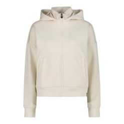 Bluza z kapturem z wysokim, prążkowanym kołnierzem dla kobiet CMP. Białe bluzy z kapturem CMP, bez wzorów, prążkowane, z kapturem. Za 403.50 zł.