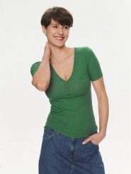 Lee T-Shirt Henley 112350211 Zielony Slim Fit. Zielone t-shirty Lee, s, bez wzorów, z syntetyku, bez kołnierzyka, bez ramiączek. Za 89.99 zł.