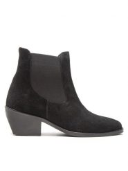 Simple Botki SL-15-02-000050 Czarny. Czarne botki Simple, bez wzorów, ze skóry, bez obcasa, na słupku, bez zapięcia. Za 199.99 zł.