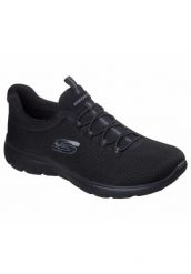 Buty sportowe damskie Skechers Summits summer Blush. Czarne buty treningowe Skechers, bez wzorów, z materiału, bez zapięcia. Za 279.30 zł.