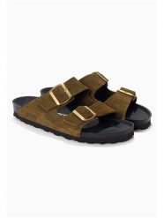 BACKSUN Skórzane klapki "Bali" w kolorze khaki rozmiar: 37. Brązowe klapki Backsun, bez wzorów, ze skóry, klasyczne, z otwartym noskiem, bez obcasa, bez zapięcia. Za 135.17 zł.