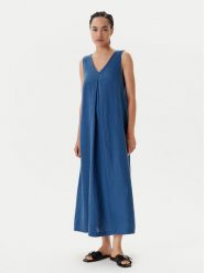 United Colors Of Benetton Sukienka letnia 4AGHDV07C Niebieski Relaxed Fit. Niebieskie sukienki United Colors Of Benetton, xl, bez wzorów, ze lnu, bez kołnierzyka, bez ramiączek. Za 309.99 zł.