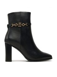 Tommy Hilfiger Botki Th Chain High Heel Bootie FW0FW08241 Czarny. Czarne botki Tommy Hilfiger, bez wzorów, ze skóry, bez obcasa, na słupku, bez zapięcia. Za 529.99 zł.