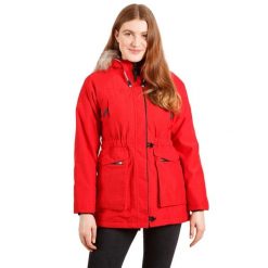 Parka Damska Wodoodporna. Czerwone płaszcze Trespass, s, bez wzorów, z futra, z kapturem. Za 344.99 zł.