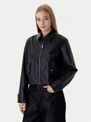 Calvin Klein Jeans Kurtka z imitacji skóry Moto LV047E501G Czarny Regular Fit. Czarne kurtki Calvin Klein Jeans, l, bez wzorów, z jeansu, bez kaptura. Za 849.99 zł.