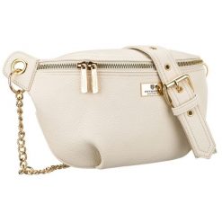 Beżowa saszetka damska ze skóry ekologicznej zamykana suwakiem - Peterson. Brązowe nerki i saszetki Peterson, bez wzorów, ze skóry ekologicznej, eleganckie, bez dodatków. Za 71.99 zł.