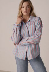 Niebieska Bawełniana Koszula o Kroju Oversize Ozdobiona Pionowymi Paskami Ulialia. Niebieskie koszule Born2be, l, bez wzorów, z bawełny, klasyczne, bez kołnierzyka, bez ramiączek. Za 139.99 zł.