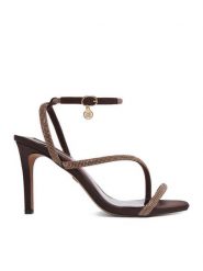 Nine West Sandały CEO-Y3113-1 Brązowy. Brązowe sandały Nine West, bez wzorów, z materiału, bez obcasa, na szpilce, bez zapięcia. Za 249.99 zł.