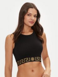 Versace Biustonosz top 1008598 1A10011 Czarny Slim Fit. Czarne biustonosze Versace, bez wzorów, z bawełny, bez kołnierzyka, bez ramiączek. Za 349.99 zł.