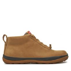 Botki Camper. Brązowe botki Camper, bez wzorów, z gore-texu, bez obcasa, na płaskiej podeszwie, bez zapięcia. Za 759.99 zł.