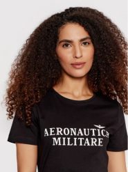 Czarny t-shirt z napisem Aeronautica Militare. Czarne t-shirty Aeronautica Militare, l, bez wzorów, z bawełny, bez kołnierzyka, bez ramiączek. W wyprzedaży za 250.00 zł.