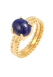 Elli PREMIUM Labis Lazuli Edelstein Oval 925 Silber vergoldet Pierścionki 1 ct Damski. Pierścionki Elli PREMIUM, z lazurytem, srebrne. Za 293.99 zł.