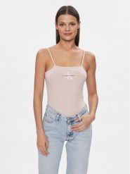 Calvin Klein Jeans Body Monologo J20J223421 Różowy Slim Fit. Czerwone body i gorsety Calvin Klein Jeans, bez wzorów, z bawełny, bez ramiączek. Za 99.99 zł.