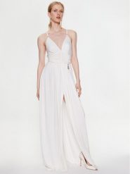 Elisabetta Franchi Sukienka wieczorowa AB-430-32E2-V700 Biały Regular Fit. Białe sukienki Elisabetta Franchi, bez wzorów, wizytowe, bez kołnierzyka, bez ramiączek. Za 1,759.00 zł.
