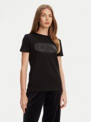 Guess T-Shirt V5YI08 J1314 Czarny Regular Fit. Czarne t-shirty Guess, s, z aplikacjami, z bawełny, bez kołnierzyka, bez ramiączek. Za 159.99 zł.
