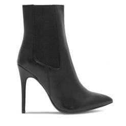 Botki Badura. Czarne botki Badura, bez wzorów, bez obcasa, na szpilce, bez zapięcia. Za 227.99 zł.