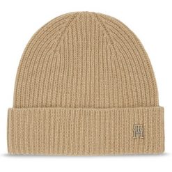 Czapka Tommy Hilfiger. Brązowe czapki zimowe Tommy Hilfiger, bez wzorów. Za 379.99 zł.