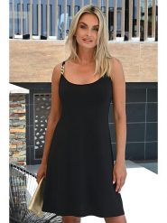 Bleu d'Azur Sukienka "Lisa" w kolorze czarnym rozmiar: 36. Czarne sukienki Bleu d'Azur, w ażurowe wzory, klasyczne, bez kołnierzyka, bez ramiączek, mini. Za 174.02 zł.