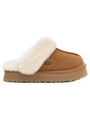 UGG Skórzane kapcie "Disquette" w kolorze jasnobrązowym rozmiar: 40. Brązowe kapcie UGG, bez wzorów, z wełny. Za 463.38 zł.