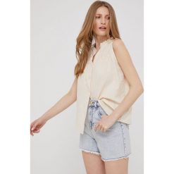 Answear Lab koszula bawełniana damska kolor beżowy. Brązowe koszule Answear Lab, l, bez wzorów, z bawełny, bez kołnierzyka, bez ramiączek. Za 119.99 zł.