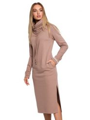 Made of emotion Sukienka w kolorze beżowo-jasnobrązowym rozmiar: S. Brązowe sukienki Made Of Emotion, na co dzień, s, bez wzorów, bez kołnierzyka, bez ramiączek, maxi, proste. Za 262.45 zł.