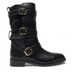Botki TWINSET. Czarne botki Twinset, bez wzorów, bez obcasa, na płaskiej podeszwie, bez zapięcia. Za 769.99 zł.