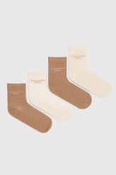 Calvin Klein skarpetki 4-pack damskie kolor brązowy. Brązowe skarpetki Calvin Klein, bez wzorów. W wyprzedaży za 91.99 zł.