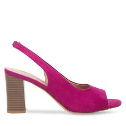 Sandały Clara Barson. Czerwone sandały Clara Barson, bez wzorów, bez obcasa, na słupku, bez zapięcia. Za 129.99 zł.
