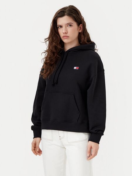Tommy Jeans Bluza Badge DW0DW19414 Czarny Boxy Fit. Czarne bluzy Tommy Jeans, s, bez wzorów, z bawełny, bez kaptura. Za 309.99 zł.