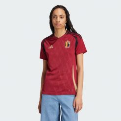 Koszulka Belgium 24 Home. Czerwone t-shirty sportowe adidas, m, z aplikacjami, z materiału, bez ramiączek, do piłki nożnej. Za 449.00 zł.