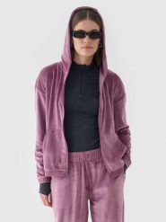 4F Bluza dresowa z weluru rozpinana z kapturem damska - różowa L. Czerwone bluzy z kapturem 4f, l, bez wzorów, z dresówki, z kapturem. W wyprzedaży za 79.99 zł.