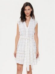 Iconique Sukienka letnia Ilizia IC24-018 Biały Regular Fit. Białe sukienki Iconique, l, bez wzorów, z bawełny, bez kołnierzyka, bez ramiączek. Za 289.99 zł.
