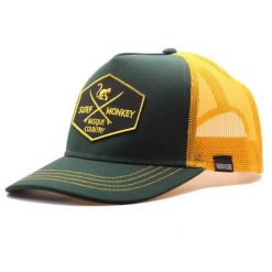Czapka Trucker - 5 Paneli / Dorośli / Jeden rozmiar (Granatowy/Żółty). Niebieskie czapki z daszkiem SURF MONKEY, z aplikacjami, z bawełny, eleganckie. Za 159.95 zł.