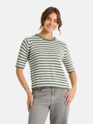 LIEBLINGSSTÜCK Sweter "Amina" w kolorze oliwkowo-białym rozmiar: 34. Białe swetry LIEBLINGSSTÜCK, bez wzorów, bez ramiączek. Za 288.52 zł.