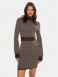 Guess Sukienka dzianinowa Lise W4BK43 Z37K0 Brązowy Regular Fit. Brązowe sukienki Guess, xs, z aplikacjami, z dzianiny, bez kołnierzyka, bez ramiączek. Za 319.99 zł.