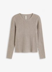 Cienki sweter z lejącej mieszanki wiskozy. Szare swetry bonprix, bez wzorów, z wiskozy, eleganckie, bez ramiączek. Za 97.99 zł.