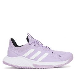 Buty halowe adidas. Fioletowe buty sportowe lifestyle adidas, bez wzorów, sportowe, bez zapięcia. Za 329.99 zł.