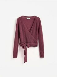 Sweter z wełną - mahoniowy. Brązowe swetry Reserved, l, bez wzorów, z dzianiny, bez ramiączek. Za 159.99 zł.