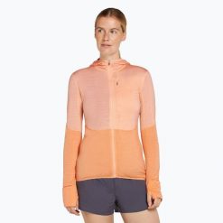 Bluza trekkingowa damska icebreaker Merino 200 Realfleece Descender Zip Hoodie. Brązowe bluzy Icebreaker, bez wzorów, sportowe, bez ramiączek, bez kaptura. Za 599.99 zł.