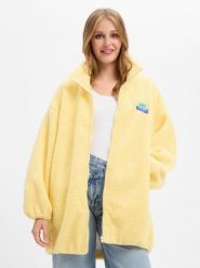 American vintage Damowa kurtka z futerkiem typu teddy Kobiety Sztuczne włókno żółty, XS/S. Żółte kurtki American Vintage, s, z aplikacjami, z włókna, retro, bez kaptura. Za 999.95 zł.