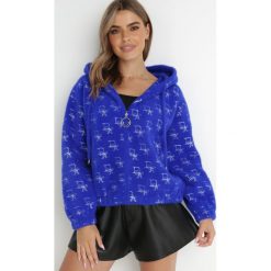 Granatowa Kurtka Alpaka z Kapturem Clyth. Niebieskie bluzy Born2be, bez wzorów, z tkaniny, eleganckie, z kapturem. W wyprzedaży za 143.99 zł.