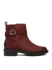 Lasocki Botki CEO-WI23-JIA-03 Bordowy. Czerwone botki Lasocki, bez wzorów, z nubiku, bez obcasa, na płaskiej podeszwie, bez zapięcia. Za 189.99 zł.